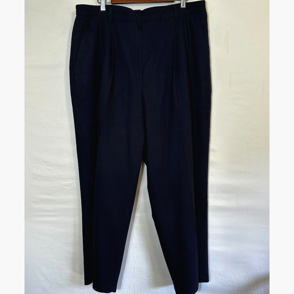 Sag Harbor Women's Plus Size Navy Blue Fully Lined Wool Dress Pants Size 22W